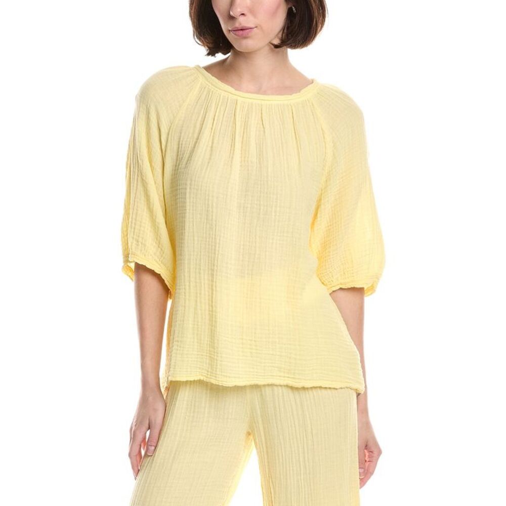 Michael Stars Womens  Jane Puff Sleeve Top, Yellow